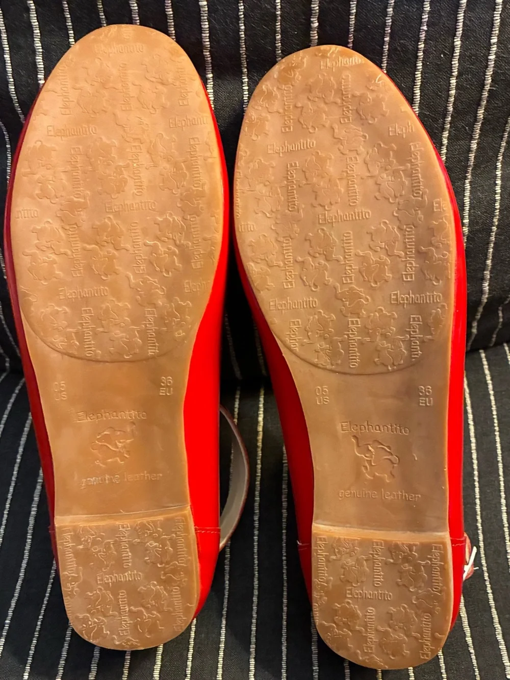 Elephantito Size 5 Big Girls Shiny Red Patent Leather Flats with Ankle Straps